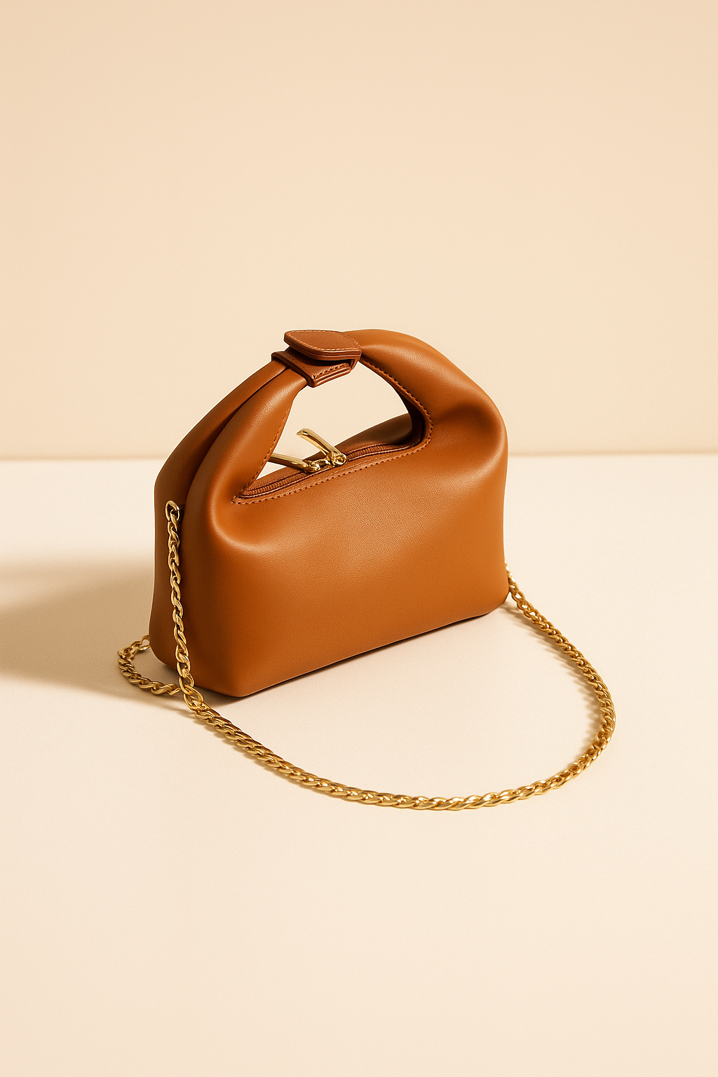 Golden Shoulder Clutch & Chain Stitch Shoulder Bag